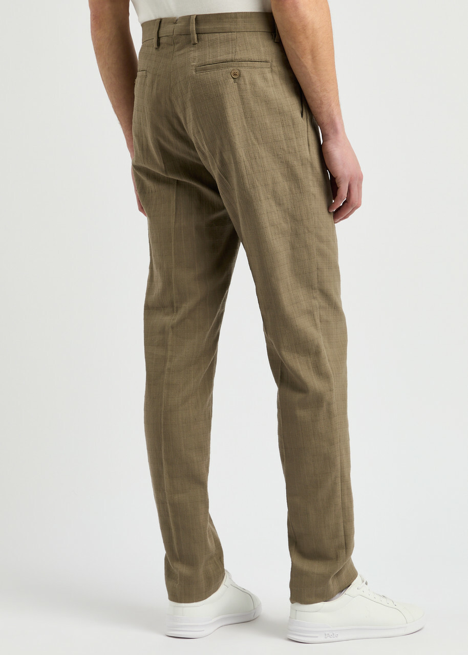 Sunspel Tapered-leg Cotton Trousers Sage