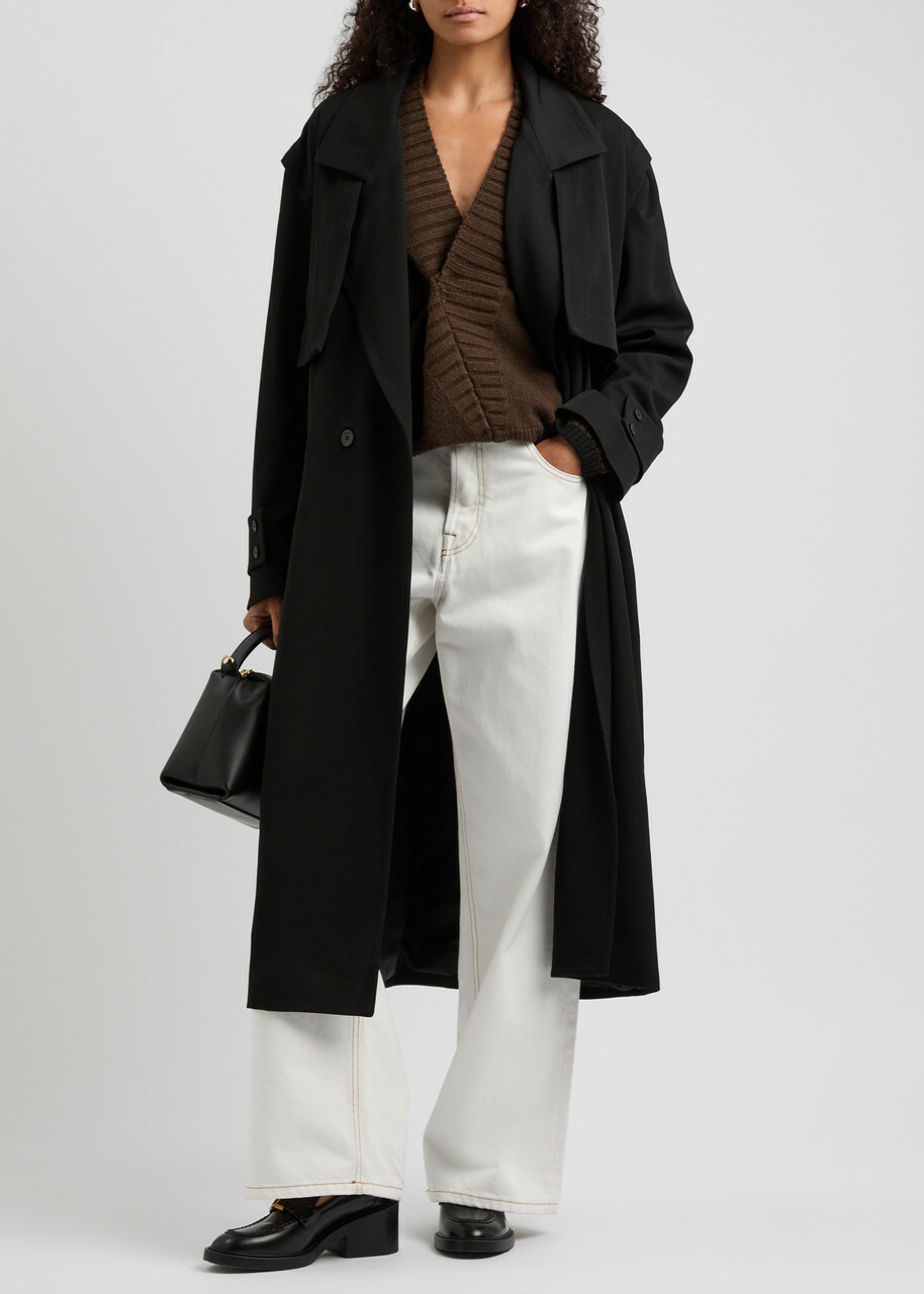JW Anderson Belted Wool Trench Coat Black