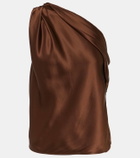 The Sei Draped one-shoulder silk satin top