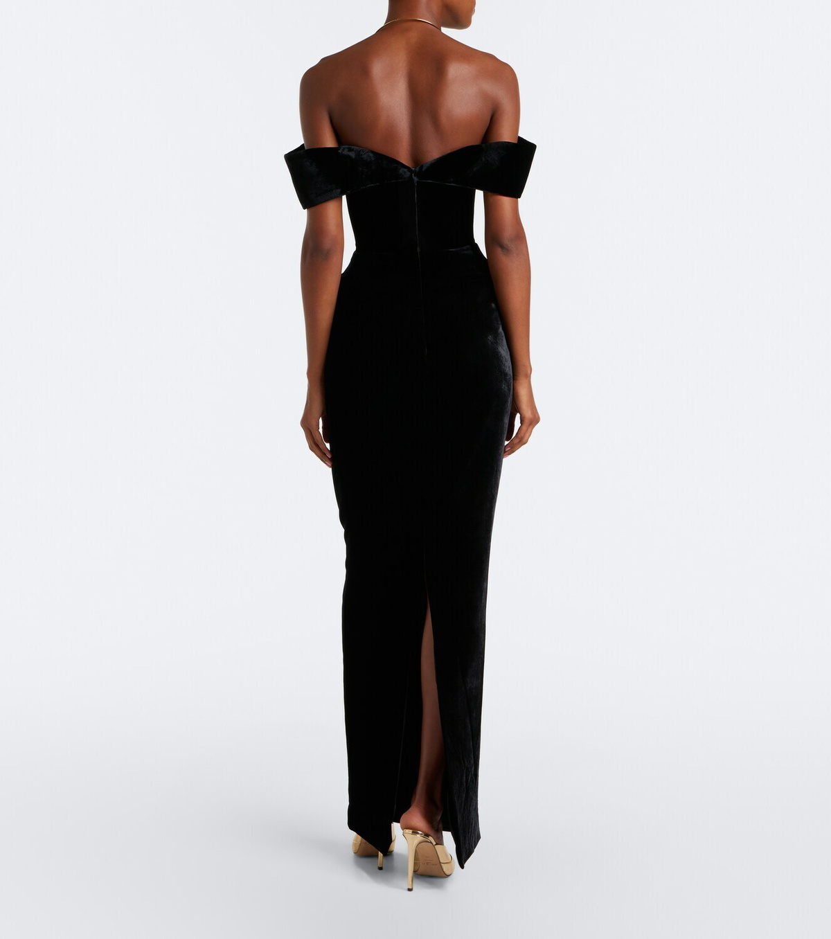 Rachel Gilbert Ryn off-shoulder velvet corset gown