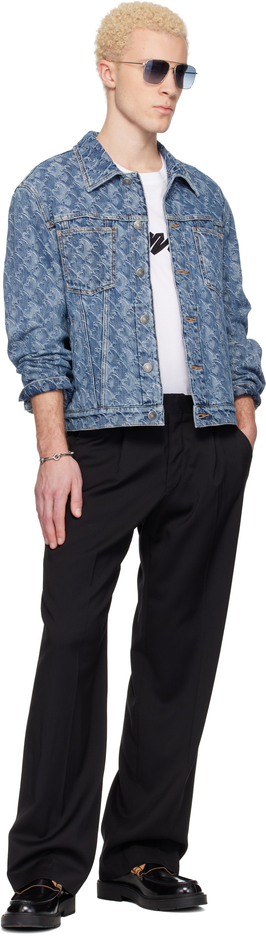 Lanvin Blue Lunar Year Jacquard Denim Jacket