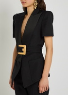 Balmain Belted Wool Jacket Black