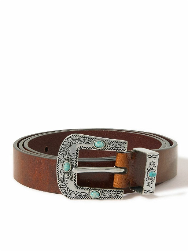 Photo: Brunello Cucinelli - Embellished Leather Belt - Brown