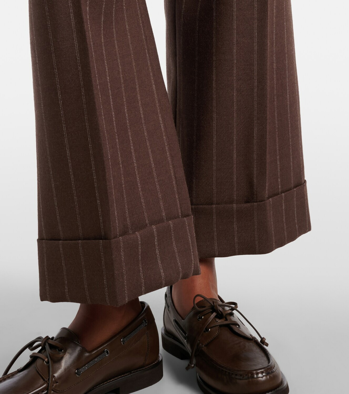 Brunello Cucinelli Chalk stripe wool cropped flared pants