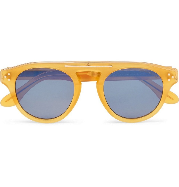 Photo: Cutler and Gross - Round-Frame Acetate and Silver-Tone Mirrored Sunglasses - Men - Yellow