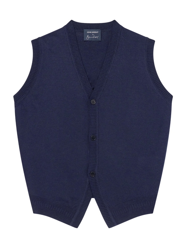 Photo: John Smedley - Bill Nighy Merino Wool Vest - Blue