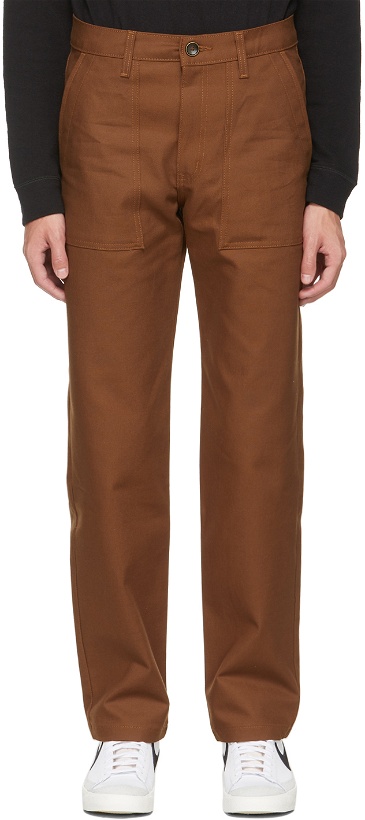 Photo: Naked & Famous Denim Brown Canvas Work Trousers