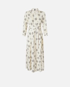 Pinko Long Shirt Dress In Swirl Print Twill Cream/Black