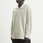 Homme Plissé Issey Miyake Men's Stripe Long Sleeve Shirt in Green