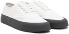 Maison Kitsuné White Canvas Lace-Up Sneakers