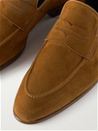 Brioni - Leather-Trimmed Suede Penny Loafers - Brown
