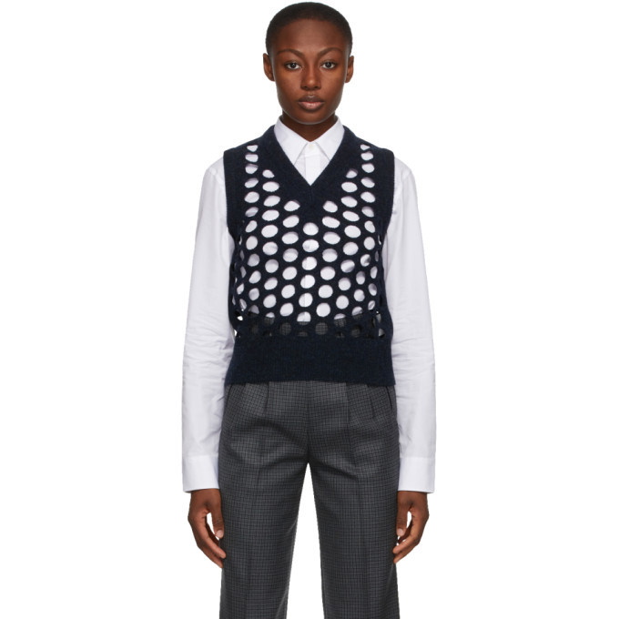 Argyle Cutout Wool Blend Sweater Vest in Brown - Maison Margiela