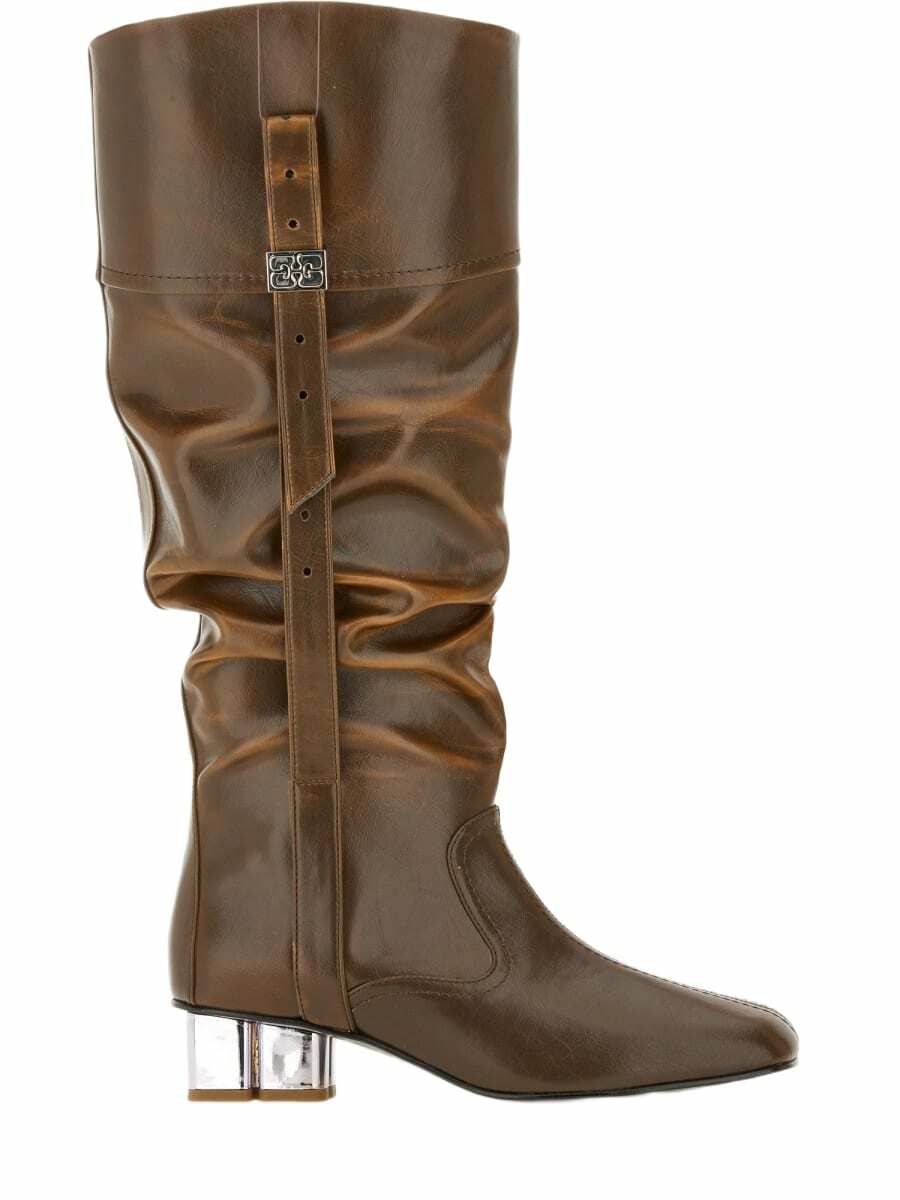 【関税込み】Ganni Leopard ankle boots Leopard Leopard Satin Eyelets Kitten Heel Boots | GANNI US