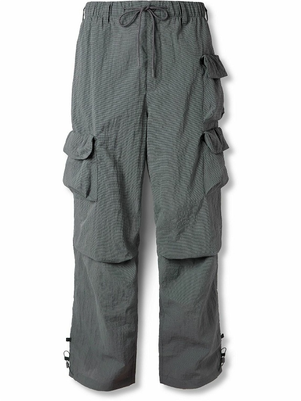 Photo: Nike - Straight-Leg Logo-Embroidered Ripstop Drawstring Cargo Trousers - Gray