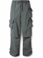 Nike - Straight-Leg Logo-Embroidered Ripstop Drawstring Cargo Trousers - Gray