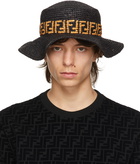 Fendi Black Raffia 'FF' Hat