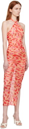 Marco Rambaldi Orange Sheer Midi Dress