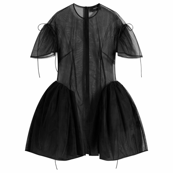 Photo: Simone Rocha Women's Mini Puff Sleeve Cord Hip Dress in Black