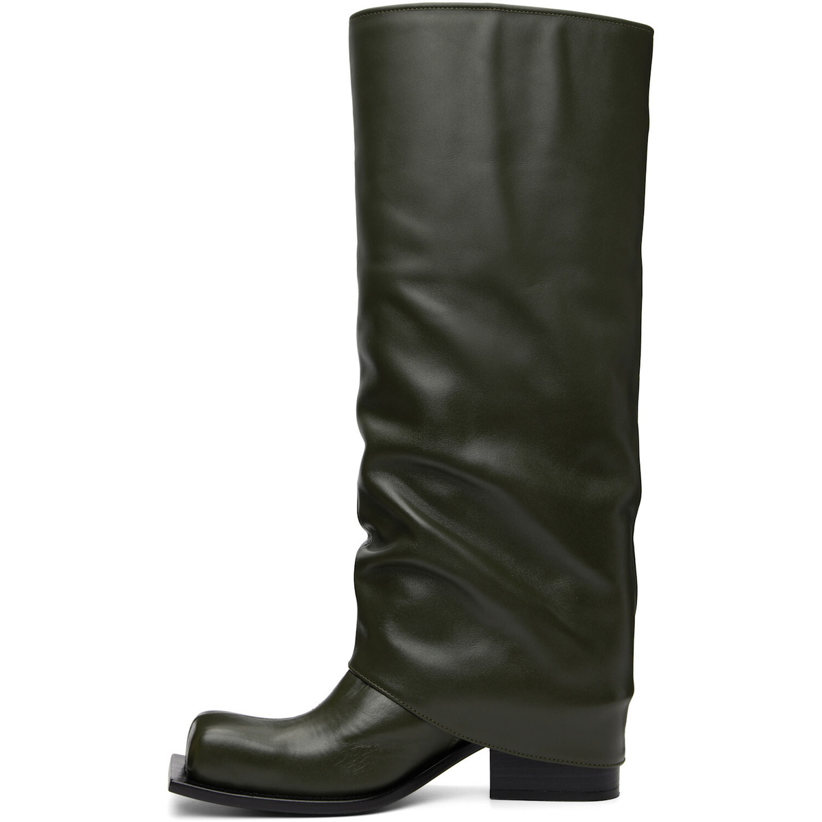 FIDAN NOVRUZOVA Khaki Havva Chunky Heel Tall Boots