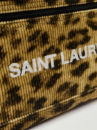 SAINT LAURENT - Logo-Print Leopard-Print Velvet Weekend Bag - Brown