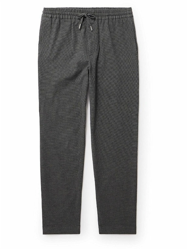 Photo: Mr P. - Straight-Leg Checked Cotton-Blend Hopsack Drawstring Trousers - Gray