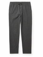 Mr P. - Straight-Leg Checked Cotton-Blend Hopsack Drawstring Trousers - Gray