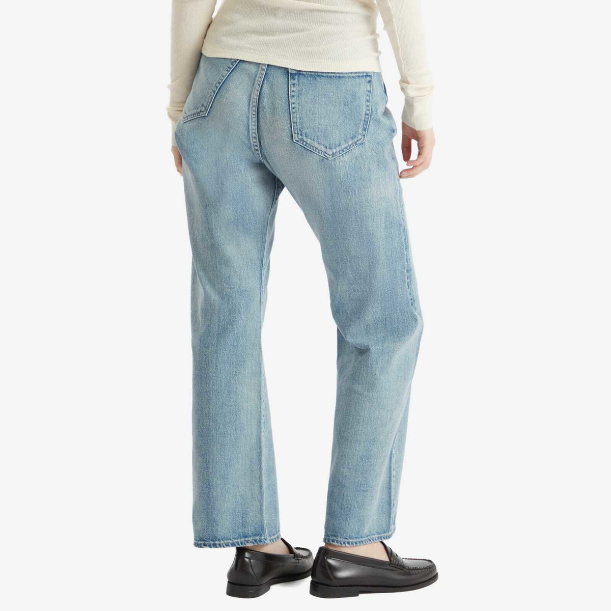Auralee Women's Selvedge Faded Denim Pants in Light Indigo