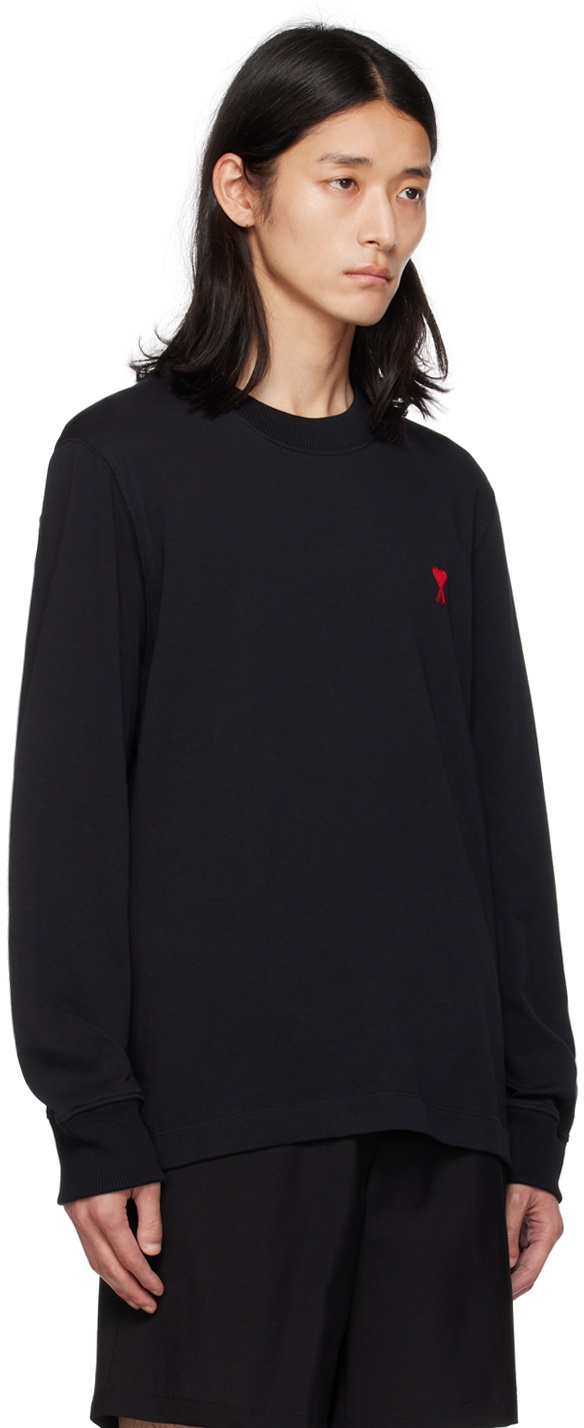 AMI Paris Black Ami de Cœur Long Sleeve T-Shirt AMI