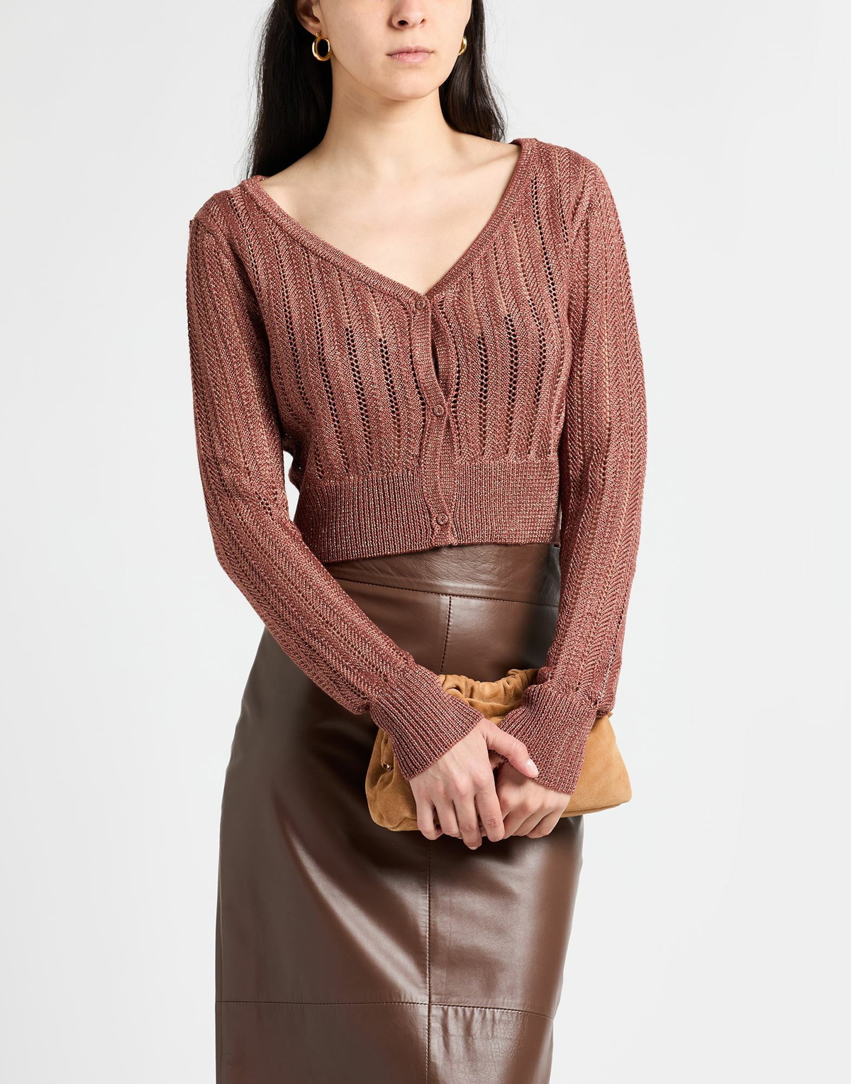 Majestic Filatures Womens Cardigan in Brown