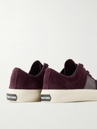 TOM FORD - Cambridge Leather-Trimmed Suede Sneakers - Burgundy