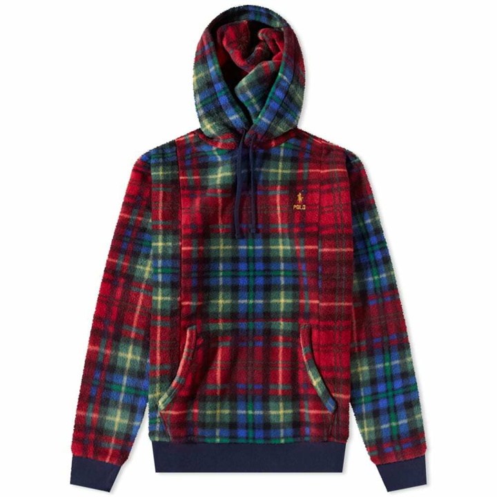 Photo: Polo Ralph Lauren Men's Sherpa Plaid Popover Hoody in Royal Crimson Plaid