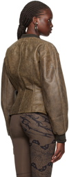 Jean Paul Gaultier Brown KNWLS Edition Leather Jacket