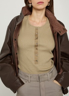 Lemaire Ribbed Cotton-blend top Sage