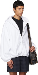 Alexander Wang White Graphic Logo Zip Hoodie