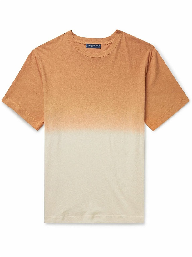 Photo: Frescobol Carioca - Dinis Dip-Dyed Cotton and Linen-Blend Jersey T-Shirt - Orange