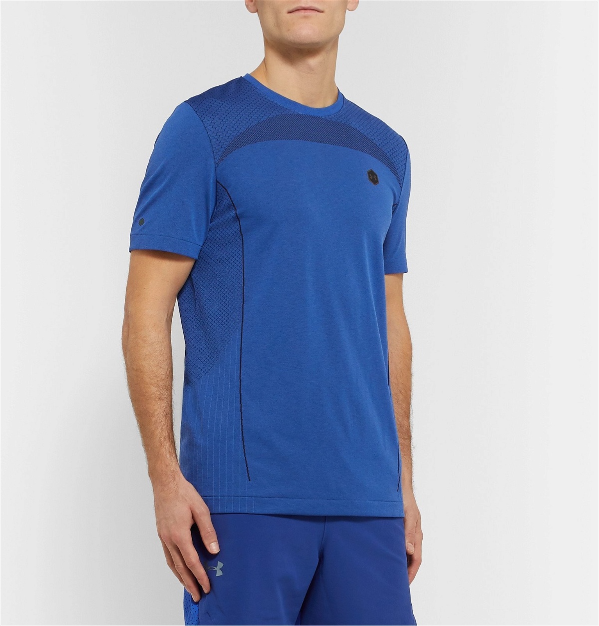 Under Armour - UA Rush Mesh-Panelled Celliant HeatGear T-Shirt - Blue Under  Armour