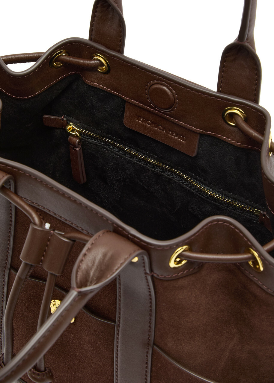 Veronica Beard Goody Panelled Suede Bucket bag - Dark Brown - One Size