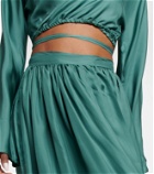 Asceno - Coco pleated silk twill maxi skirt