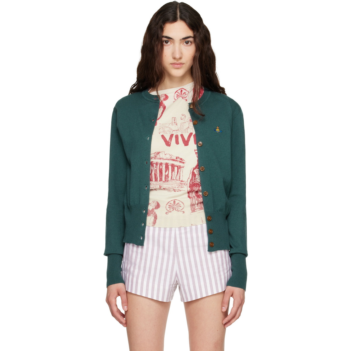 Vivienne Westwood Green Bea Cropped Cardigan