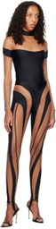 Mugler Black Illusion Neckline Bodysuit