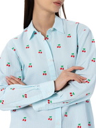 MC2 Saint Barth Woman Seersucker Cotton Shirt Brigitte With Cherry Patches