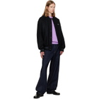 vowels Black Wool Varsity Bomber Jacket