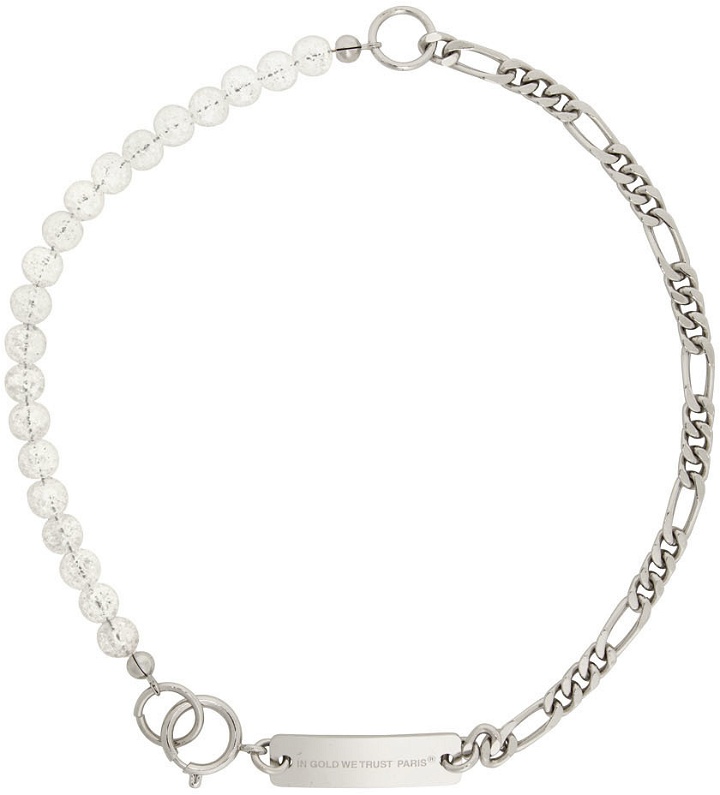 Photo: IN GOLD WE TRUST PARIS SSENSE Exclusive Silver & White Figaro Beads Necklace