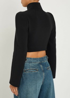 Alaïa Funnel-neck Cavalry Twill Cropped Jacket Black