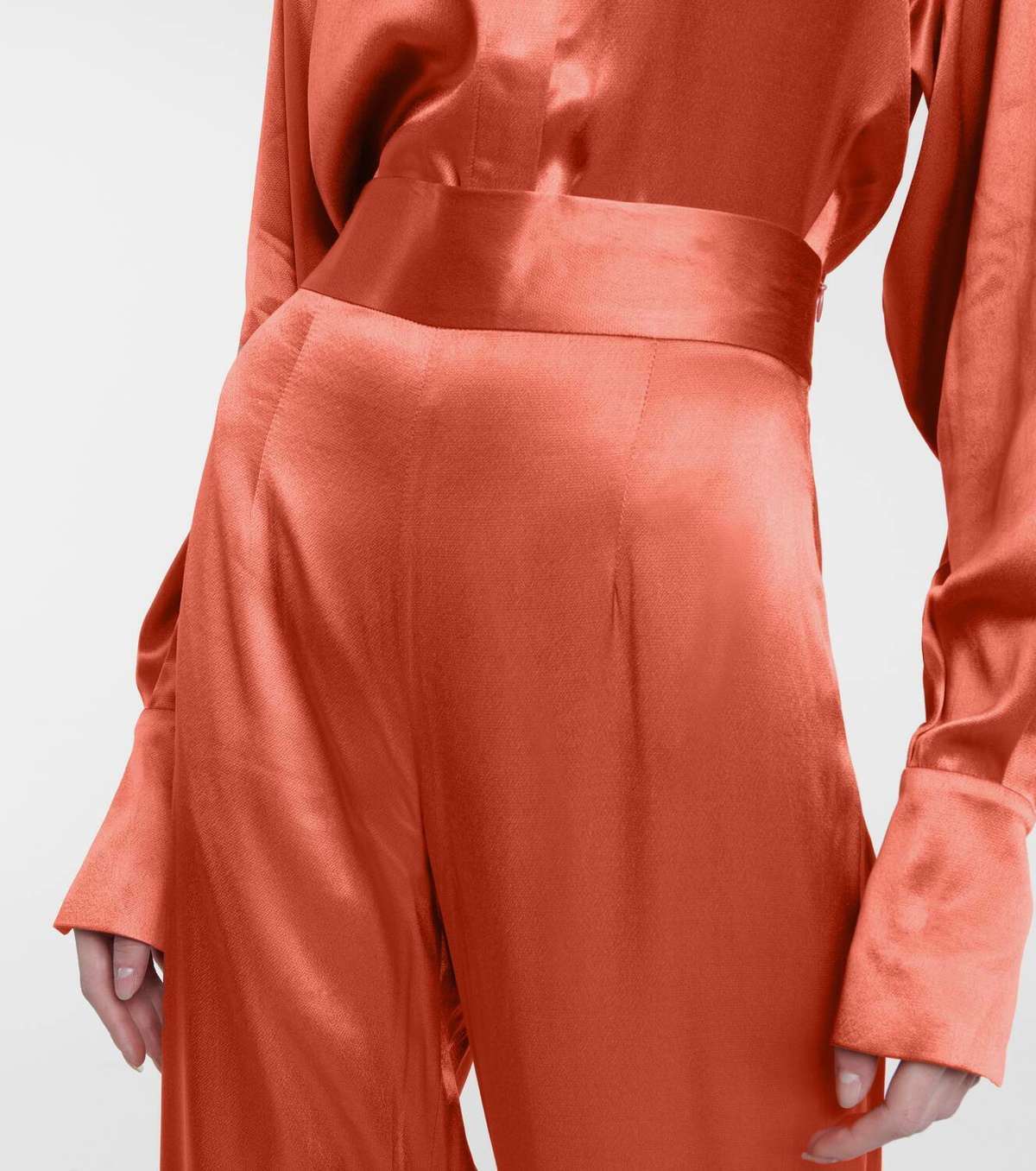 Galvan Lido high-rise wide-leg satin pants