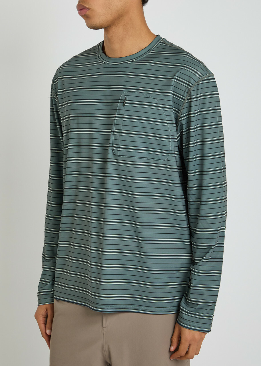Hiking Patrol Striped Stretch-jersey T-shirt Navy