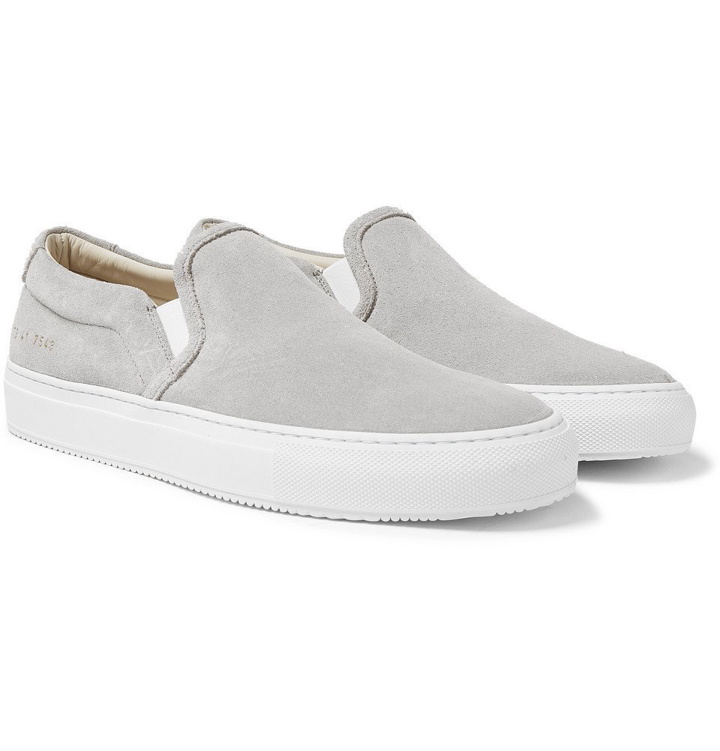 Photo: Common Projects - Suede Slip-On Sneakers - Gray