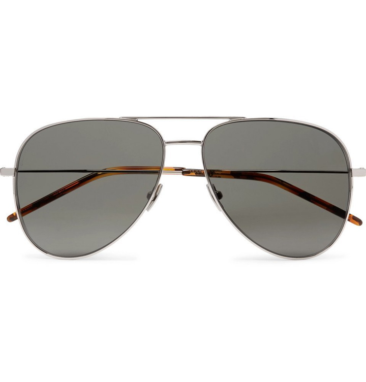 Photo: Saint Laurent - Classic 11 Aviator-Style Silver-Tone Metal Sunglasses - Men - Silver