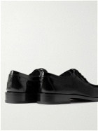 FERRAGAMO - Diamond Glossed-Leather Derby Shoes - Black