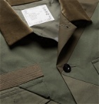 Sacai - Hank Willis Thomas Velvet-Trimmed Panelled Cotton Shirt - Green